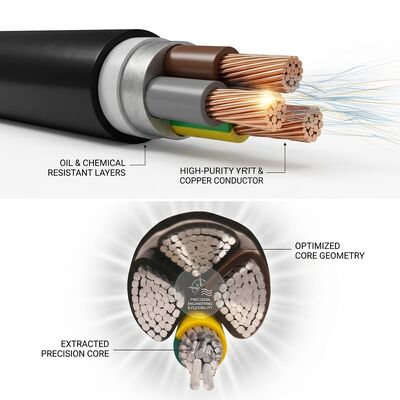 Ölbeständiges chemikalienbeständiges PVC-isoliertes Kabel 450/750V 3-adrig für industrielle Anwendungen Anbieter