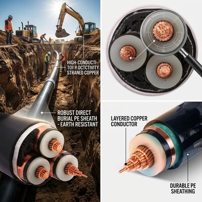 Erdverlegbares PE-ummanteltes XLPE-isoliertes Erdkabel 0,6/1kV Anbieter